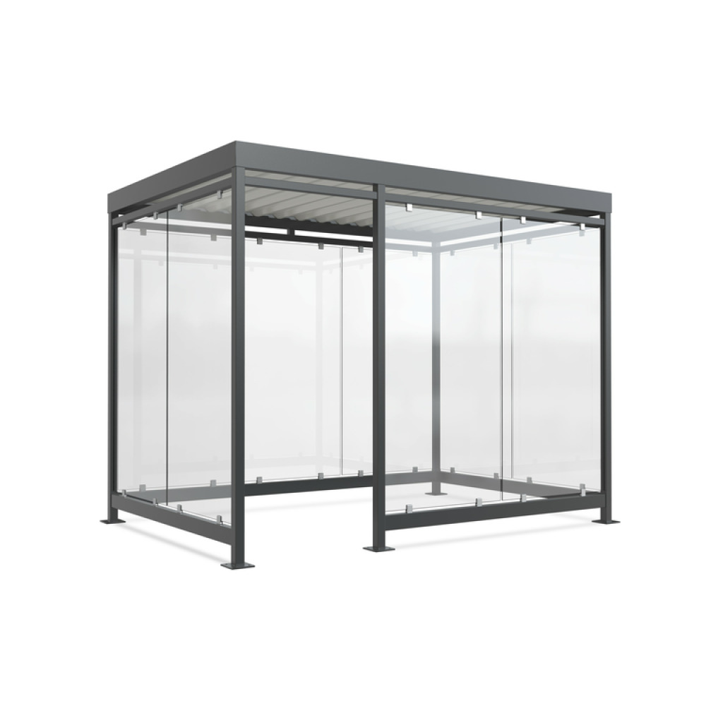 Raucherunterstand -Modell K3 b/d-, einseitig in RAL 7016