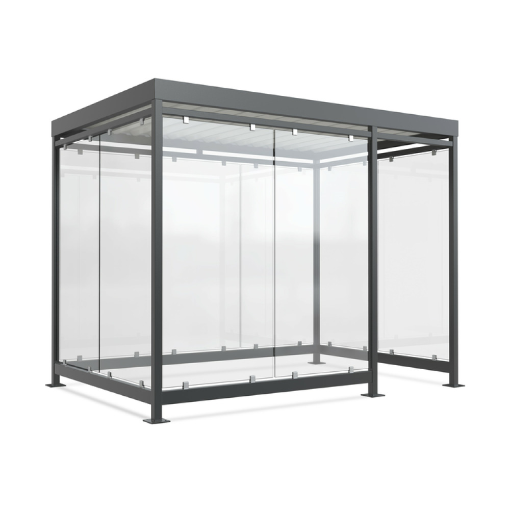 Raucherunterstand -Modell K3 d/b-, einseitig in RAL 7016