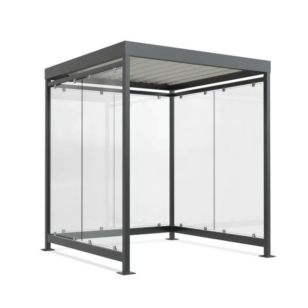 Fahrradüberdachung -Modell K2 b/b-, einseitig in RAL 7016