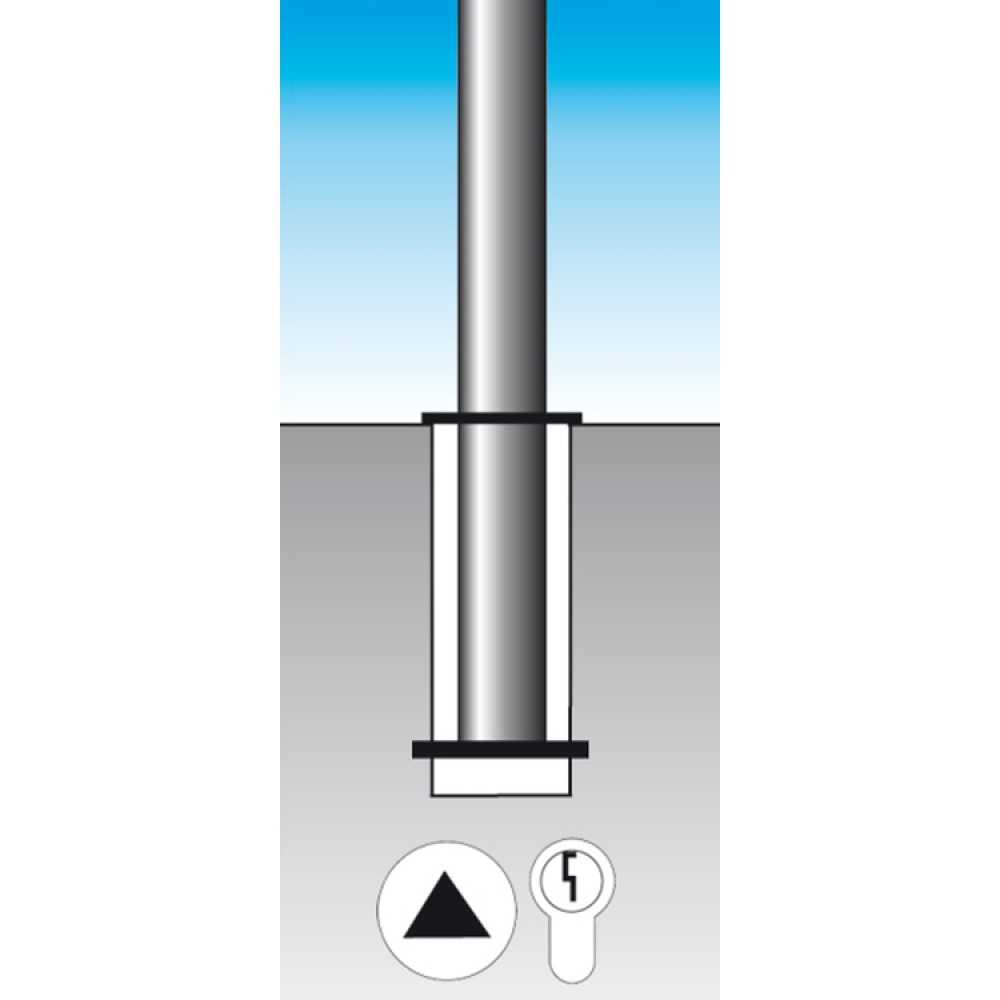 Technische Ansicht: Herausnehmbar mit DK oder PZ (inkl. Bodenhülse) Art. - Nr. 13123 u. 13124