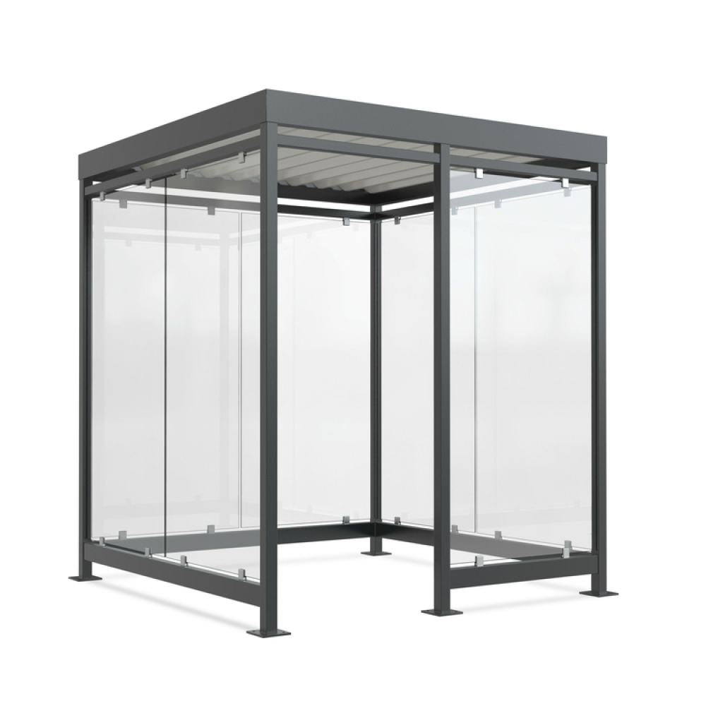 Raucherunterstand -Modell K2 b/c-, einseitig in RAL 7016