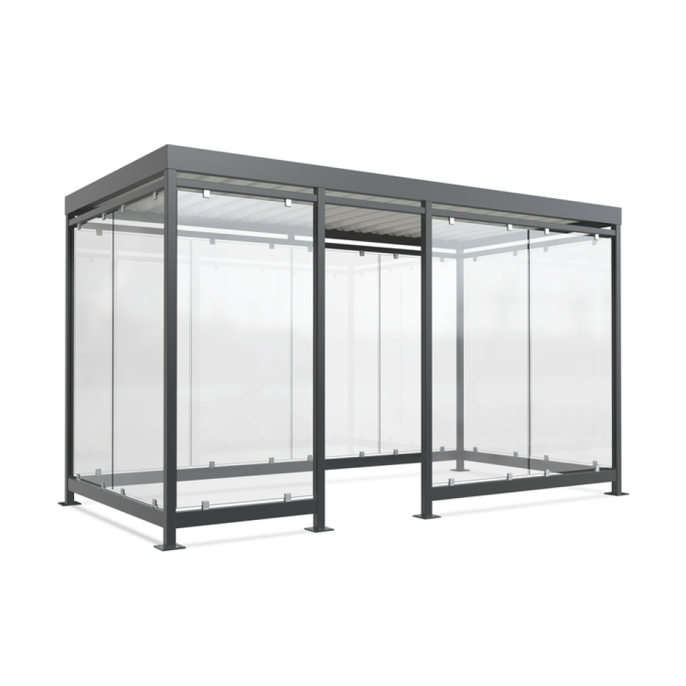 Raucherunterstand -Modell K4 c/d-, einseitig in RAL 7016