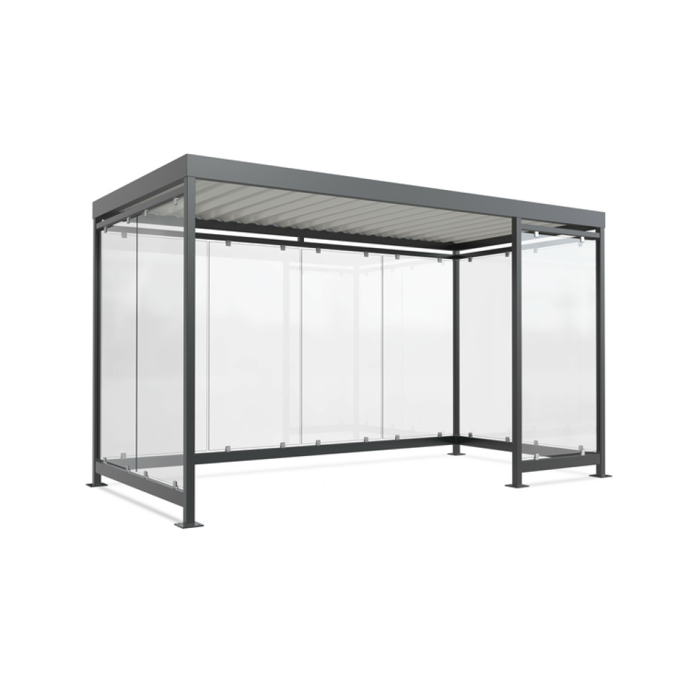 Raucherunterstand -Modell K4 b/c-, einseitig in RAL 7016