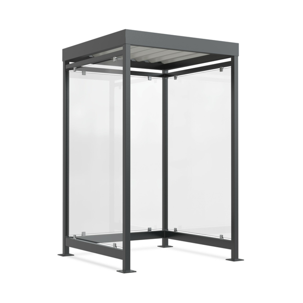 Raucherunterstand -Modell K1 a/a-, einseitig in RAL 7016
