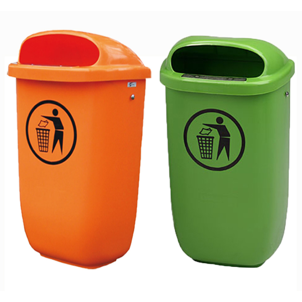 Modellbeispiel: DIN-Papierkorb orange (Art. 19405-01) und grün (Art. 19404-01)