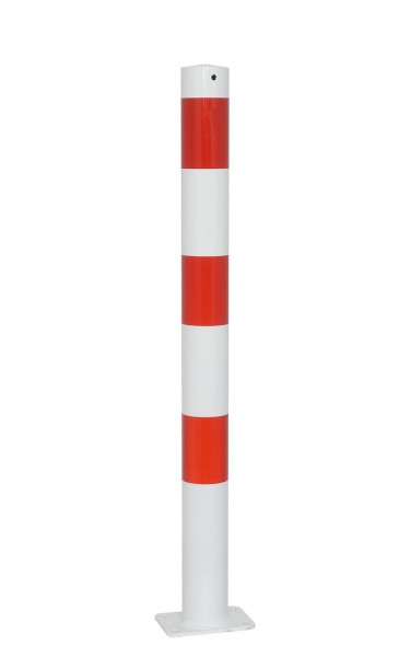 Absperrpfosten 42 mm Rundrohr weiß rot für Dübelbefestigung 