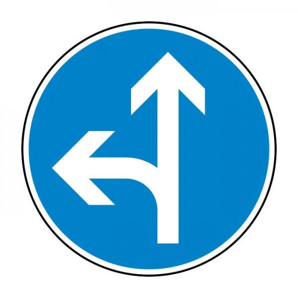 Verkehrszeichen - Vorgeschriebene Fahrtrichtung geradeaus/links