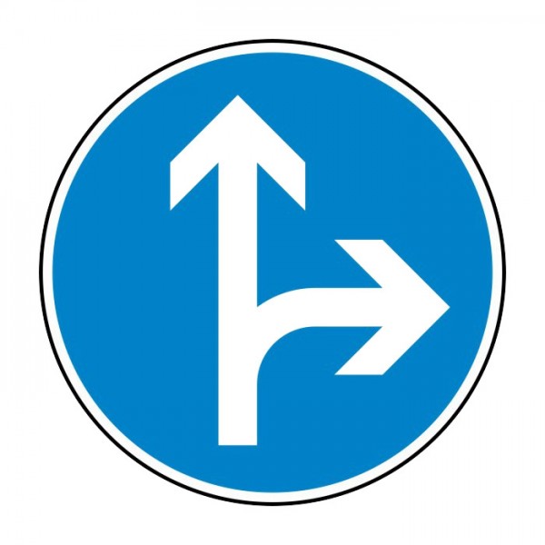 Verkehrszeichen - Vorgeschriebene Fahrtrichtung geradeaus/rechts Nr. 214-20